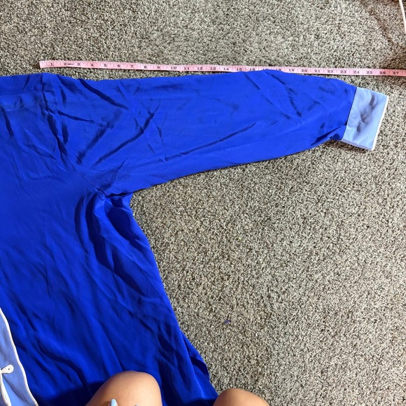 Bob Mackie Royal Blue Floral Embroidered Mandarin Collar Asian Style Top 2x - Picture 6 of 9